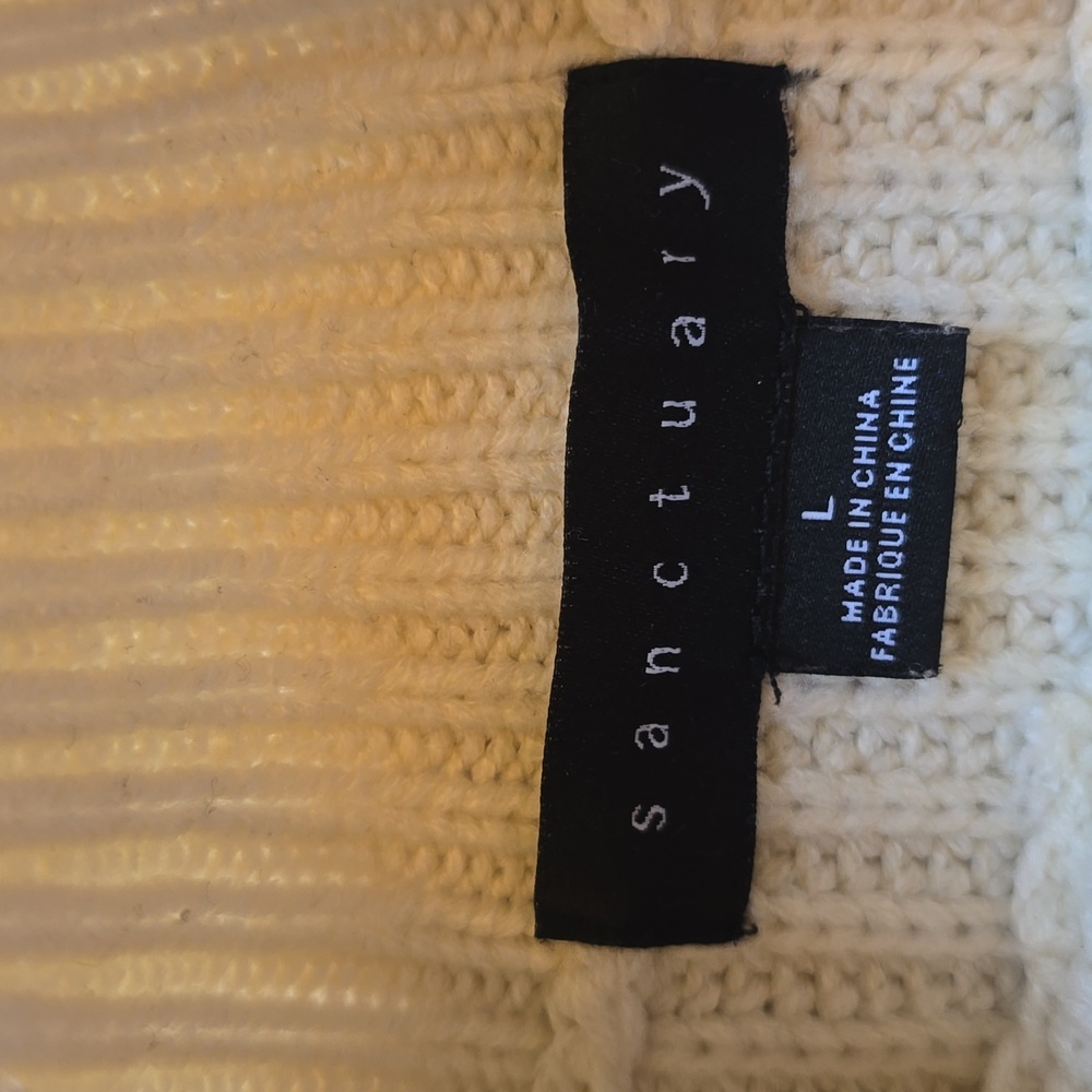 Sanctuary, Mock Neck Sweater, Ivory/Red/Black, EUC, Women's L - Picture 4 of 10
